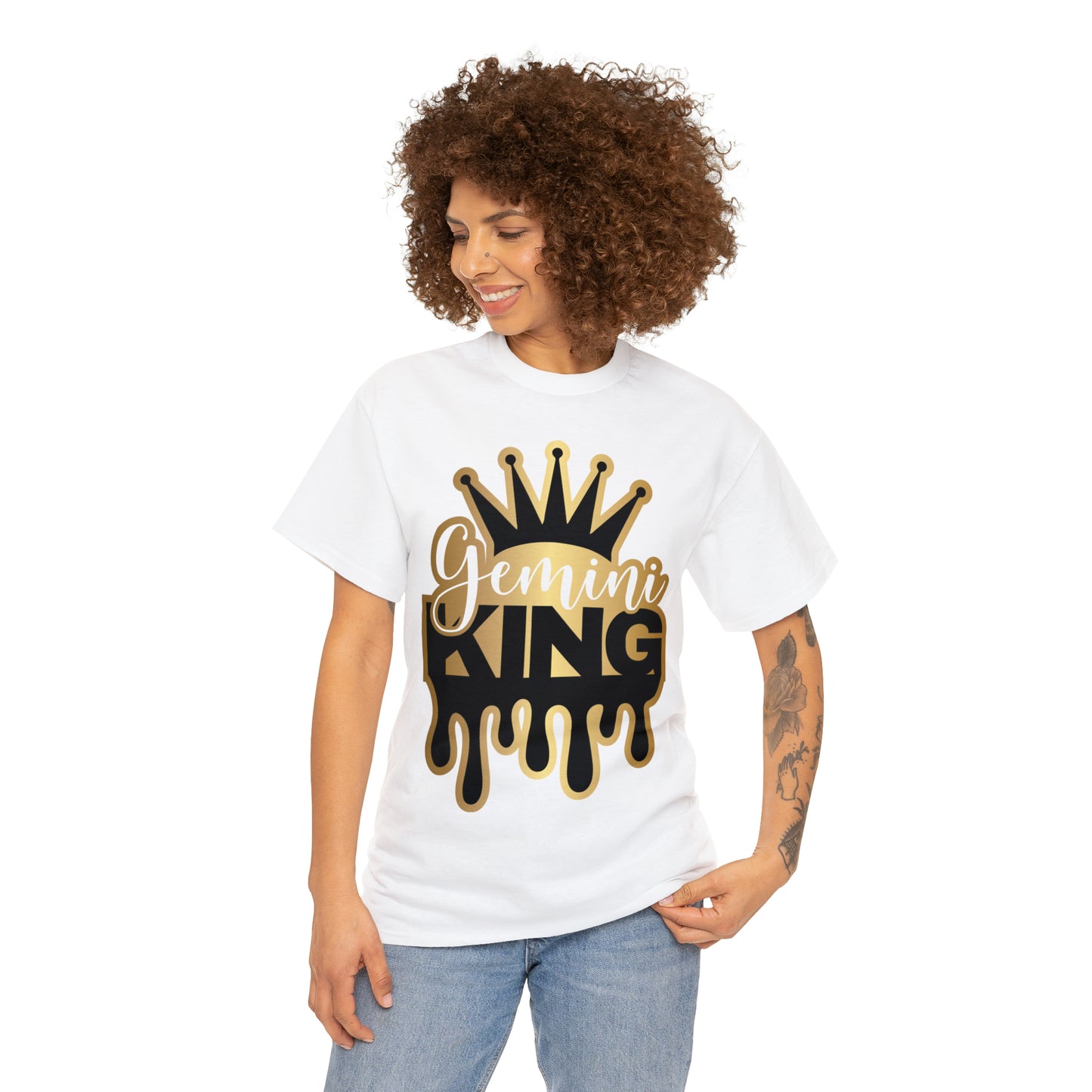 Gemini King (Vinyl Cut-Specialty Foil) Print Unisex Heavy Cotton Tee