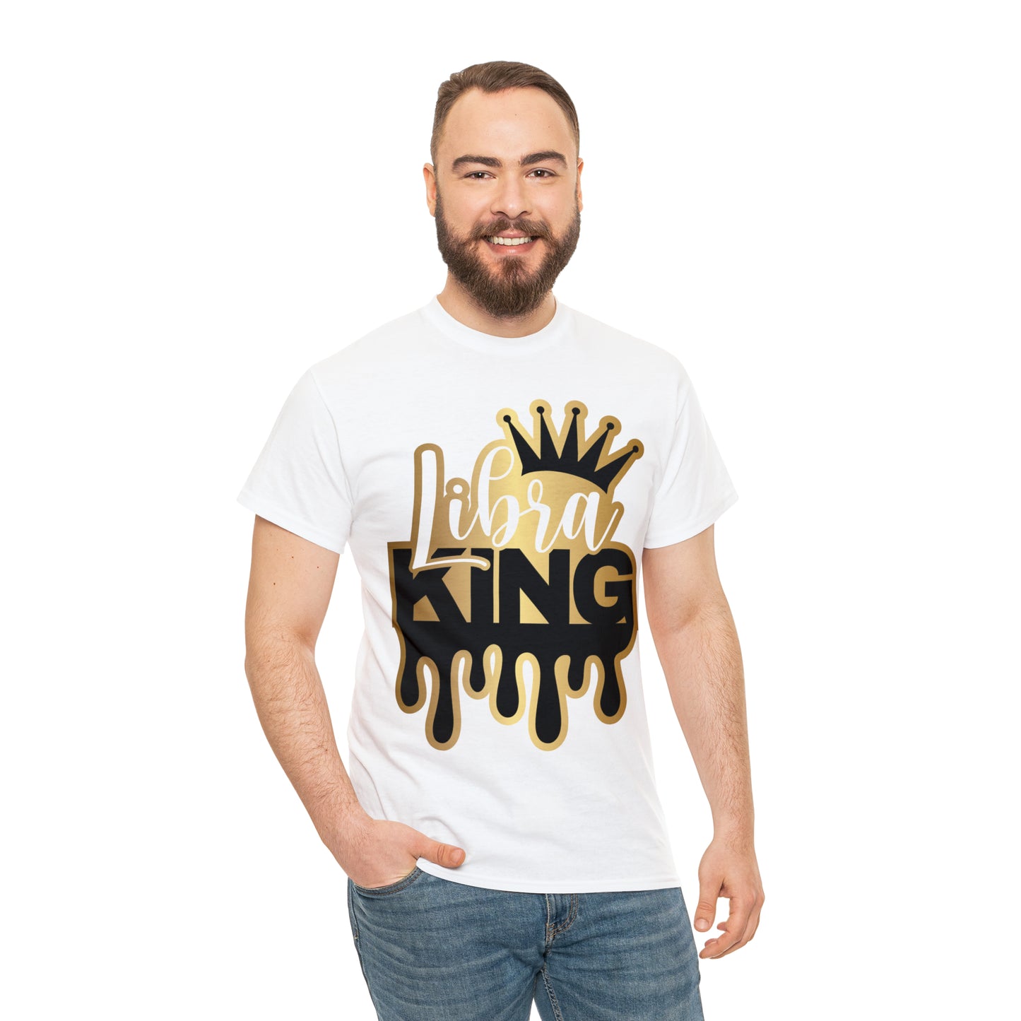 Libra King (Vinyl Cut-Specialty Foil) Print Unisex Heavy Cotton Tee