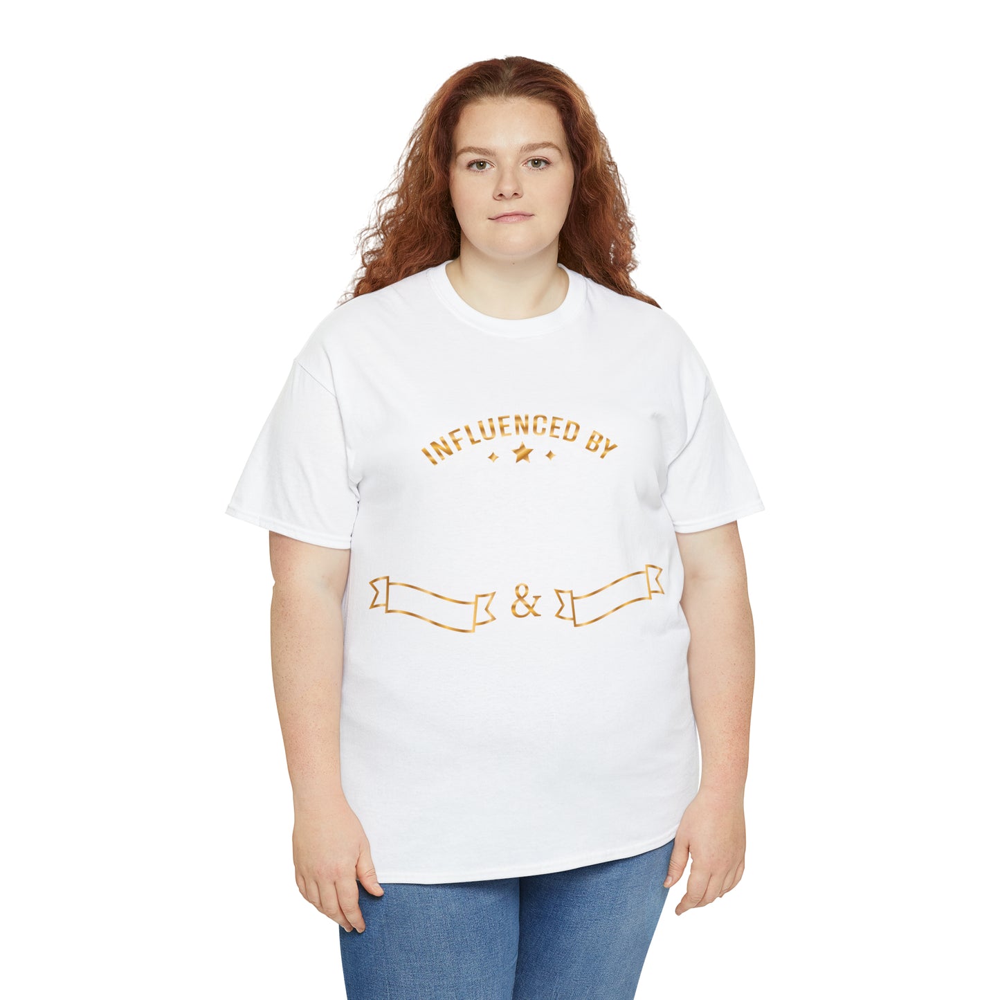 Influenced (Deluxe Gold/ Color Vinyl Cut-2 colors) Unisex Heavy Cotton Tee