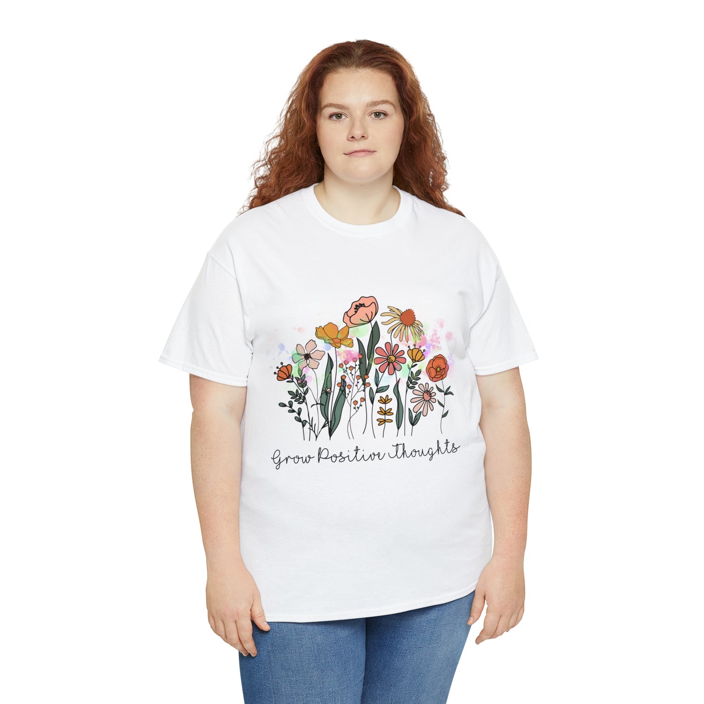 Grow Positive Thoughts Unisex Heavy Cotton Tee
