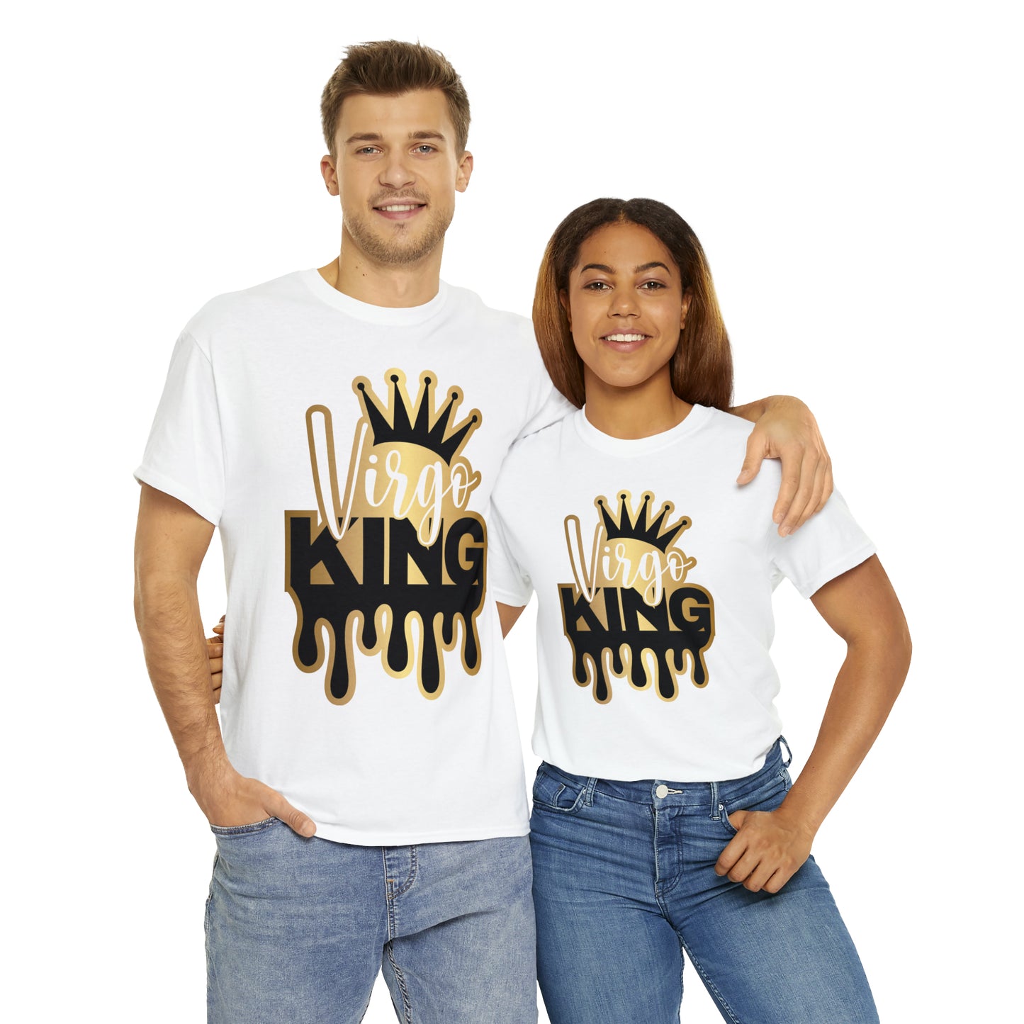 Virgo King DTF Print Unisex Heavy Cotton Tee