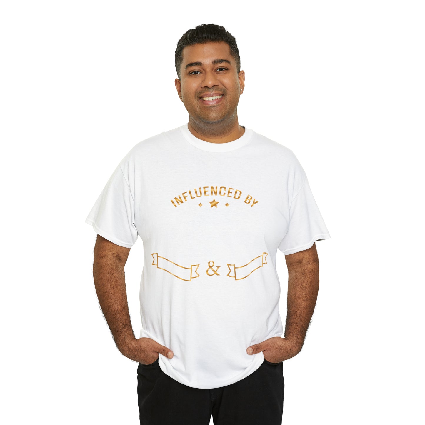 Influenced (Deluxe Gold/ Color Vinyl Cut-2 colors) Unisex Heavy Cotton Tee
