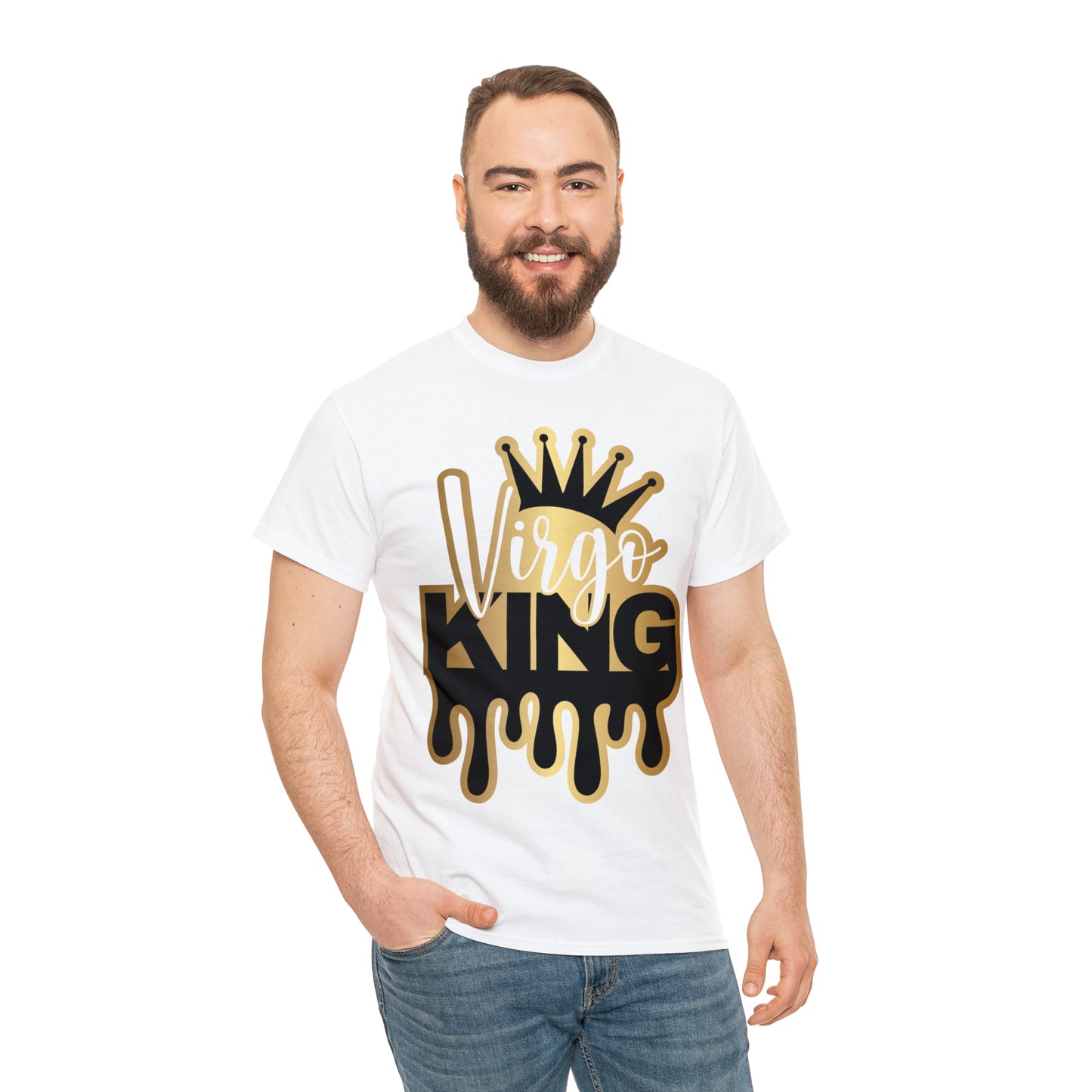 Virgo King (Vinyl Cut-Specialty Foil) Print Unisex Heavy Cotton Tee