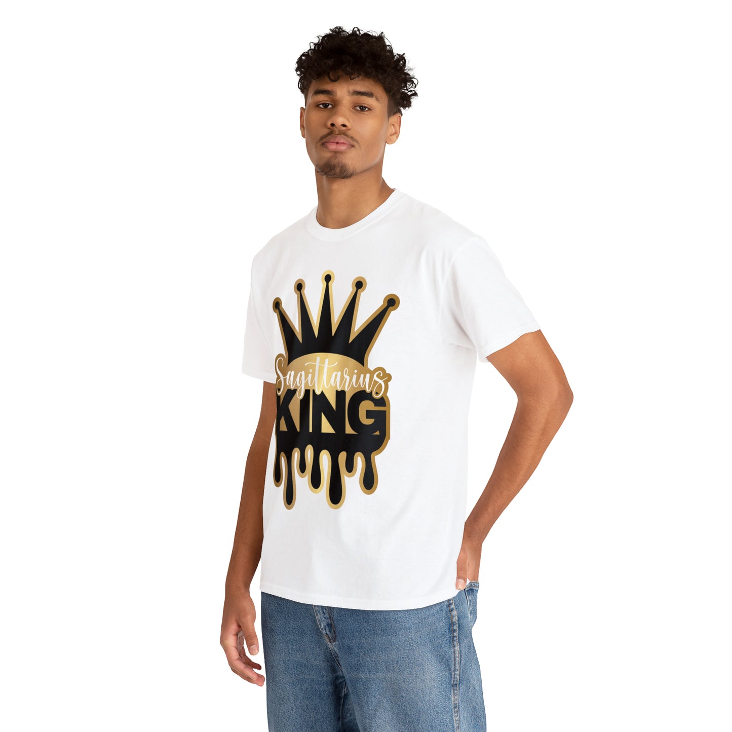 Sagittarius King (Vinyl Cut-Specialty Foil) Print Unisex Heavy Cotton Tee