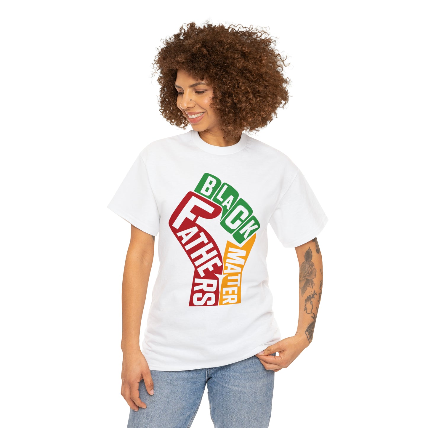 Black Fathers DTF Print Unisex Heavy Cotton Tee